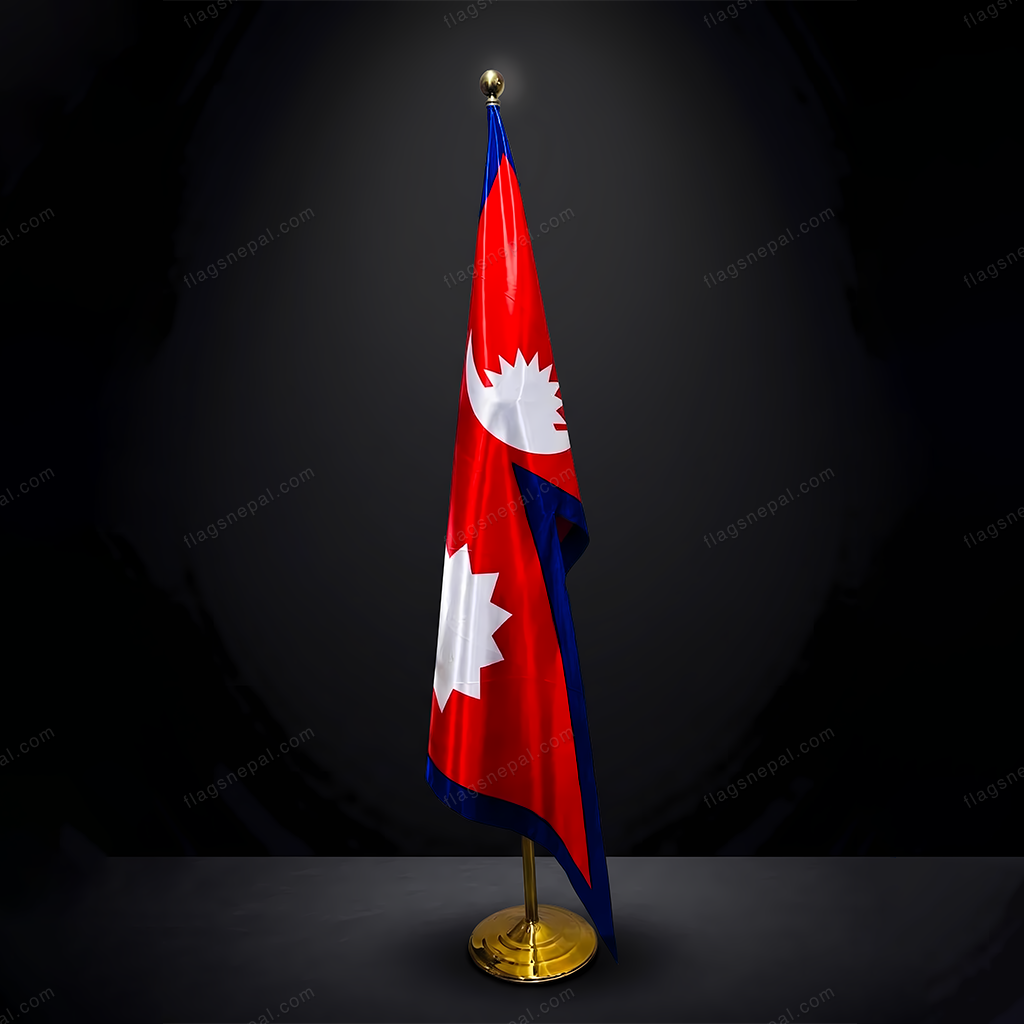 Golden stand with Nepal flag